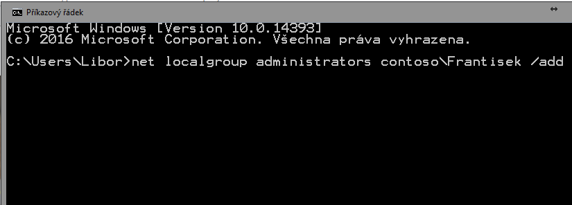 Přidání uživatele do lokální skupiny administrators.